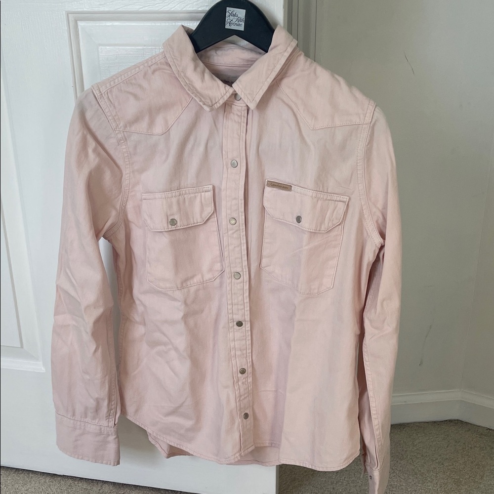 Calvin Klein  Pink Denim Button-Up Shirt